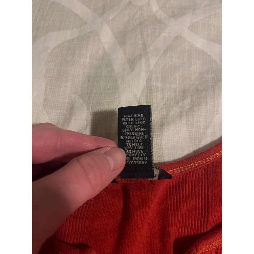 American Eagle y2k 90s babydoll lace up t shirt orange red medium - Picture 4 of 8